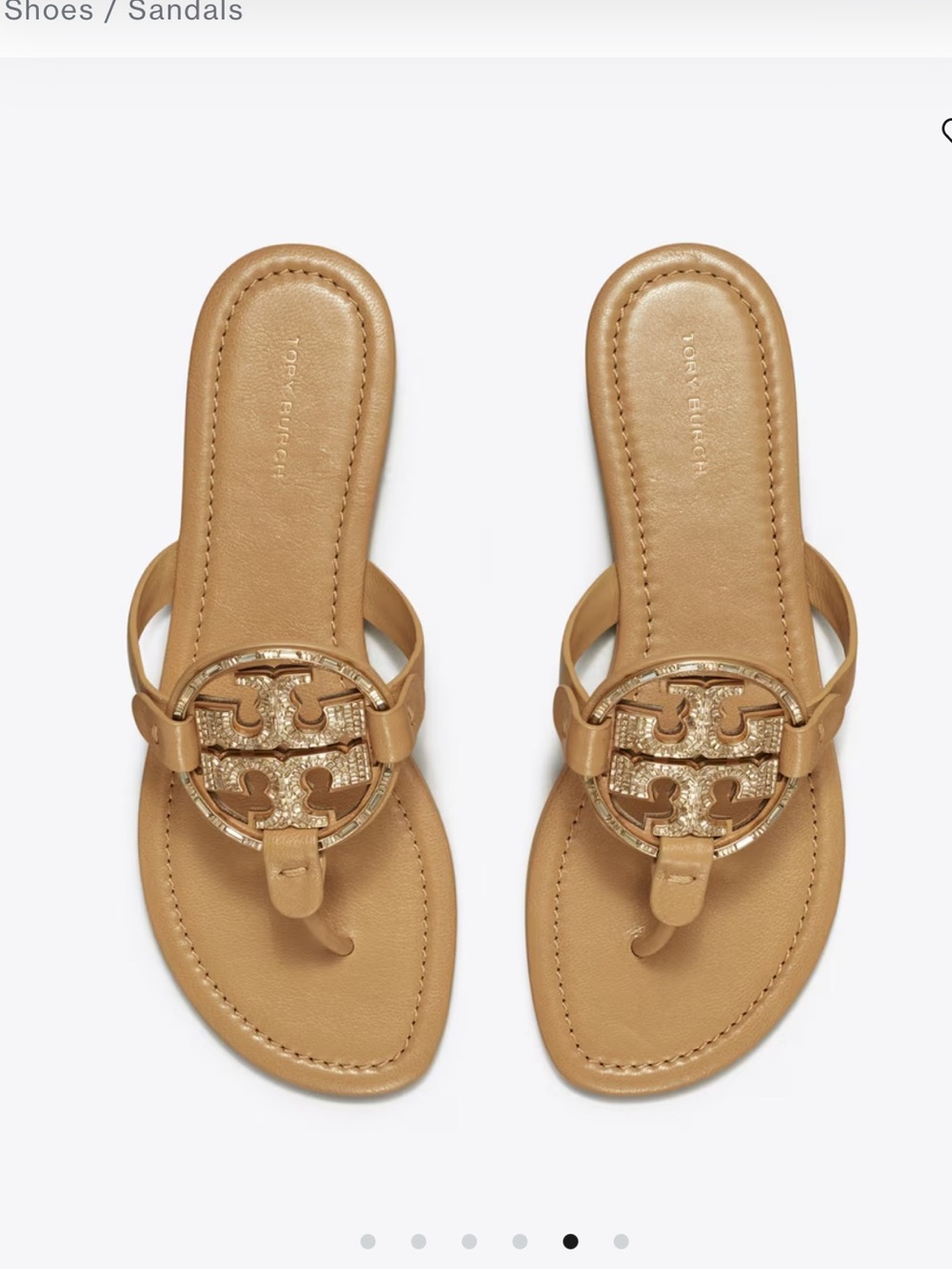 Tory Burch Ginger Shortbread Leather Logo Thong Sandal